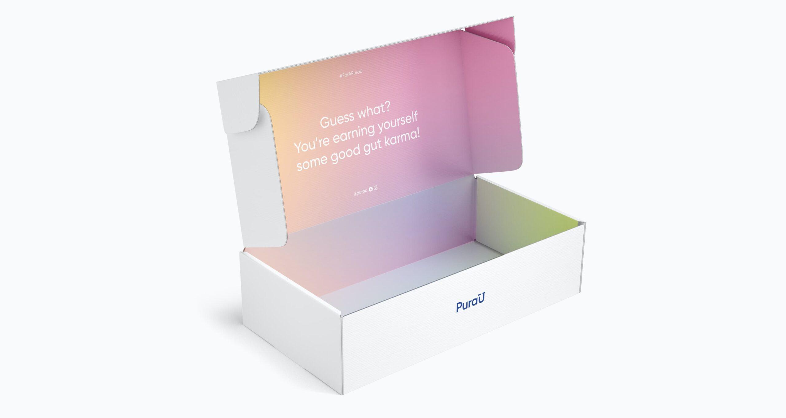 PuraU cardboard box brand packaging mockup