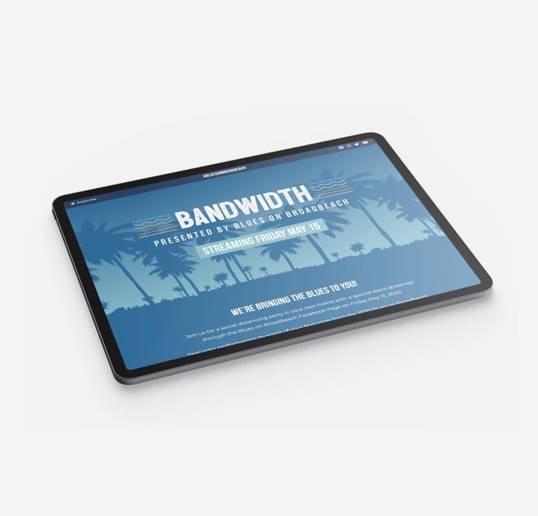 Blues on Broadbeach website displayed on a tablet