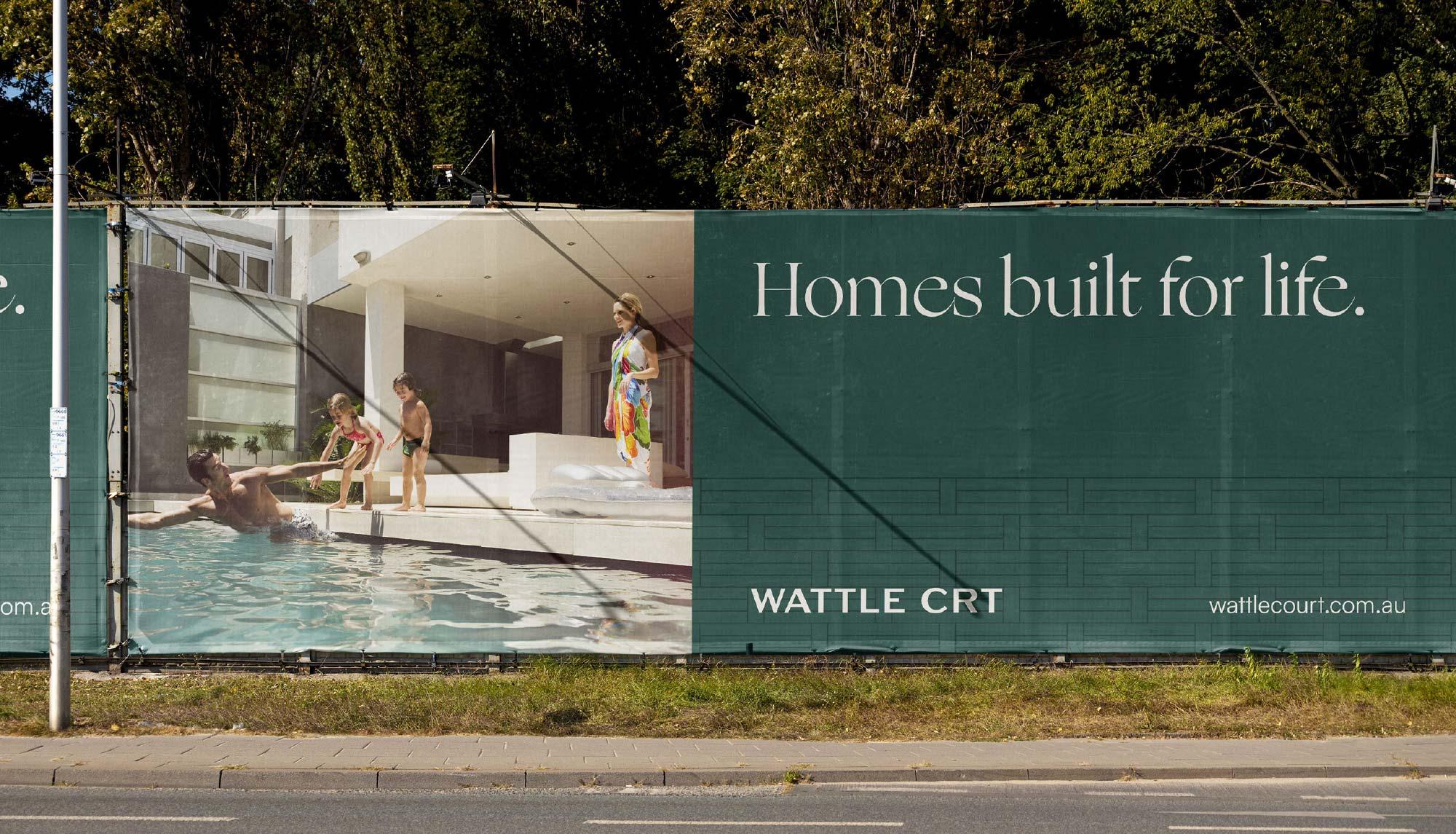 Wattle Court homes banner signage