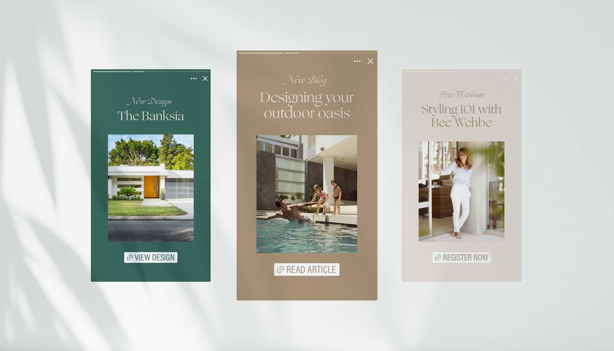 Wattle Court Homes social media example reel covers